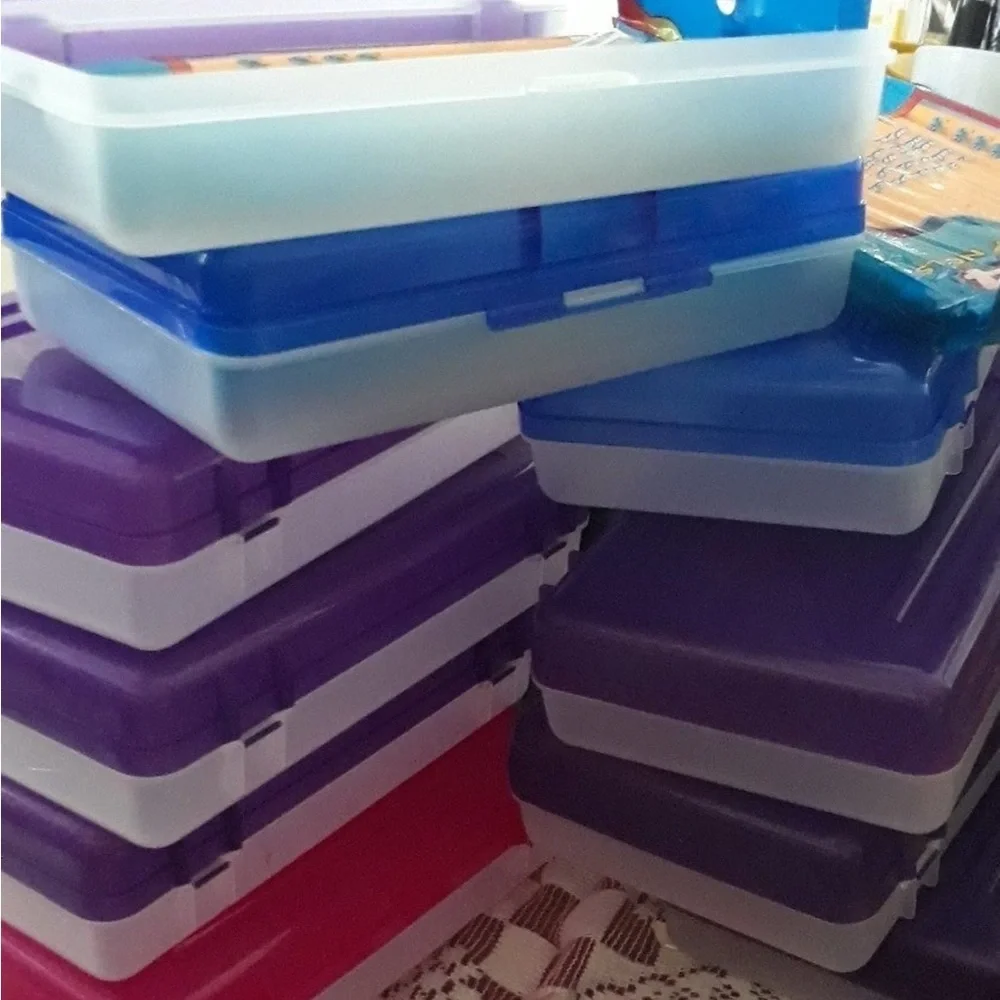 2 Plastic Pencil Box Organizers w/ 3 pks 24 = 72pc #2 pencils New